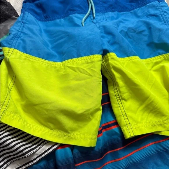 Boys L/XL 12/4 3 Colorful Striped Swim Shorts Lot - Picture 4 of 12